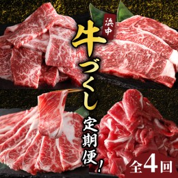 【ふるさと納税】＜全4回・連続＞浜中牛づくし定期便（焼肉・ステーキ・すき焼き・切り落とし）_H0019-008