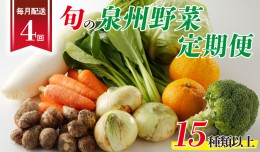 【ふるさと納税】泉州野菜 定期便 全4回 15種類以上 詰め合わせ 国産 新鮮 冷蔵【毎月配送コース】 099Z190