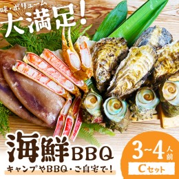 【ふるさと納税】大満足！京丹後・海鮮BBQ　Cセット　贅沢生ズワイガニ付き　4種11品（3〜4人前）