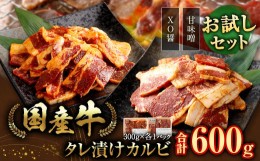 【ふるさと納税】国産牛 タレ漬け カルビ 2種 お試し セット 合計600g 牛肉 和牛 肉 お肉 焼肉 BBQ バーベキュー