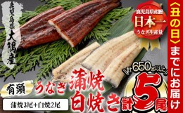 【ふるさと納税】【丑の日までに配送】楠田の極うなぎ 蒲焼き3尾・白焼き2尾 130g以上×5尾(計650g以上) c0-093-us