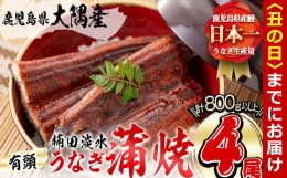 【ふるさと納税】【丑の日までに配送】楠田の極うなぎ 蒲焼き 200g以上×4尾(計800g以上) c6-072-us