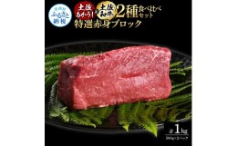 【ふるさと納税】土佐あかうし＆土佐和牛2種食べ比べ（500g×2パック）1キロ 1kg 特選赤身ブロック 特選 赤身 牛 牛肉 赤牛 和牛 国産 エ