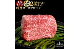 【ふるさと納税】土佐あかうし＆土佐和牛2種食べ比べ　特選ロースブロック約500g　計2パック　約1kg