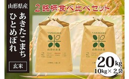 【ふるさと納税】あきたこまち・ひとめぼれ玄米食べ比べセット(計20kg) FY23-149