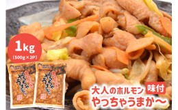 【ふるさと納税】味付　大人のホルモン　やっちゃうまか〜 　1kg（500ｇ×2Ｐ）