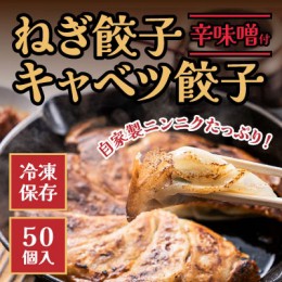 【ふるさと納税】H-151 ネギ農家直営「ギョーザ中華そば専門店」の餃子！ねぎ餃子・きゃべつ餃子 50個入り 辛味噌付き