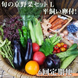 【ふるさと納税】【6回定期便】＜アスカ有機農園＞旬の京野菜セットL（平飼い卵付）＊毎月お届け全６回