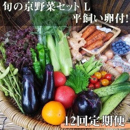 【ふるさと納税】【12回定期便】＜アスカ有機農園＞旬の京野菜セットL（平飼い卵付）＊毎月お届け全１２回