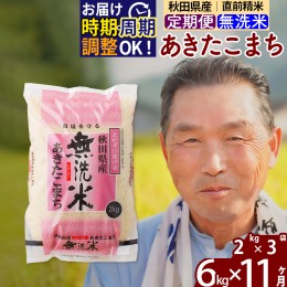 【ふるさと納税】※令和6年産 新米予約※《定期便11ヶ月》秋田県産 あきたこまち 6kg【無洗米】(2kg小分け袋) 2024年産 お届け周期調整可