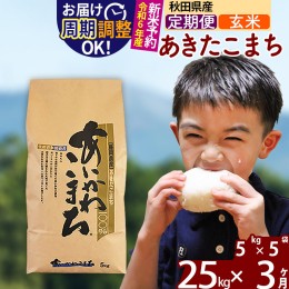 【ふるさと納税】※令和6年産 新米予約※《定期便3ヶ月》秋田県産 あきたこまち 25kg【玄米】(5kg小分け袋) 2024年産 お届け周期調整可能