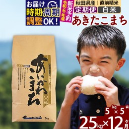 【ふるさと納税】※令和6年産 新米予約※《定期便12ヶ月》秋田県産 あきたこまち 25kg【白米】(5kg小分け袋) 2024年産 お届け周期調整可