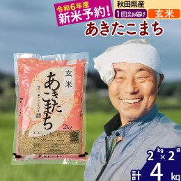 【ふるさと納税】※令和6年産 新米予約※秋田県産 あきたこまち 4kg【玄米】(2kg小分け袋)【1回のみお届け】2024年産 お米 おおもり