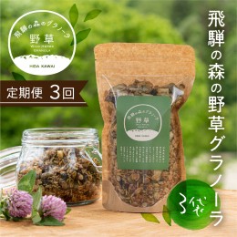 【ふるさと納税】飛騨産野草が入った飛騨の森の グラノーラ 3袋 3回 定期便 オートミール 無添加 シリアル 自然派 ハトムギ[Q382]