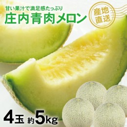 【ふるさと納税】SA2134　庄内青肉メロン「パンナメロン」　約5kg(青肉/4玉入つる無し) 