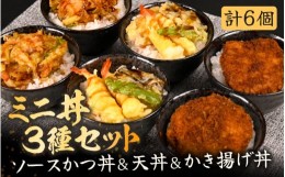 【ふるさと納税】レンジで簡単調理！ミニ丼3種セット！チキンソースカツ丼・天丼・かき揚げ丼 各2個 (計6個セット)【かつ丼 丼 どんぶり 