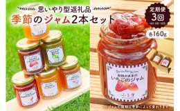 【ふるさと納税】【定期便　思いやり型返礼品】季節のジャム2本セット（160ml×2本）×3回（4月・8月・12月）お届け mi0049-0007