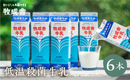 【ふるさと納税】明治30年創業の牛乳屋 1L×6本セット 牧成舎の低温殺菌牛乳 乳製品 牛乳パック 乳飲料 無添加 牧成舎 飛騨市 