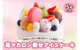 【ふるさと納税】無添加アイスクリームケーキ 苺マカロン乗せ｜元懐石料理長が作る、繊細な口溶けの無添加アイスが絶品！[0262]