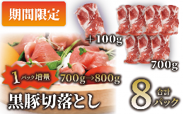 【ふるさと納税】【ご愛顧感謝 どどんと800g】【10営業日以内に発送】鹿児島産黒豚生ハム切落とし100g×7パック+1パック(水迫畜産/010-49