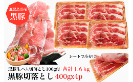 【ふるさと納税】鹿児島県産黒豚切り落とし1600g+黒豚生ハム100g(水迫畜産/010-493)鹿児島黒豚 黒豚 豚肉 豚 肉 黒豚ロース 黒豚バラ 黒