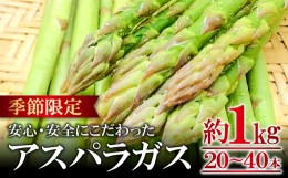 【ふるさと納税】アスパラガス（約１ｋｇ）【季節限定 アスパラガス アスパラ 約1kg 20〜40本 美味しまね認証 安心 安全 甘い とろける 