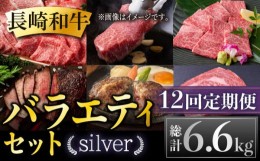 【ふるさと納税】【全12回定期便】長崎和牛 バラエティセット「シルバー」 総計6.6kg 肉 お肉 牛肉 和牛 もも ランプ カルビ ロース ハン