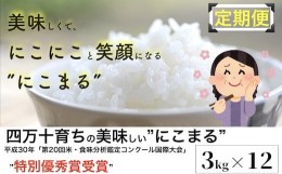 【ふるさと納税】【2024年10月から発送開始】◎令和6年産新米◎四万十育ちの美味しい「仁井田米」。お米（にこまる）を定期便で 3kgを12