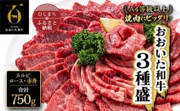 【ふるさと納税】おおいた和牛 牛肉 3種盛 ( カルビ ・ ロース ・ 赤身 ) 計750g (250g×3種類) 肉 お肉 焼き肉 焼肉 食べ比べ 黒毛和牛 