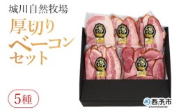 【ふるさと納税】＜城川自然牧場 厚切りベーコンセット（80g×4種+厚切りモーツァルト85g）＞スライス ガーリックベーコン ショルダーベ