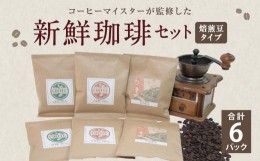 【ふるさと納税】コーヒーマイスター監修 新鮮珈琲 豆 タイプ 3種 6パック セット