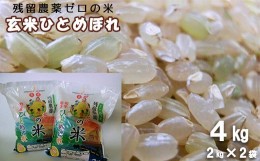 【ふるさと納税】2023年産　玄米ひとめぼれ 「残留農薬０の米?」 ４kg（2kg×2袋） 【721】