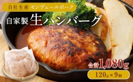 【ふるさと納税】熊本県産モンヴェールポーク自家製生 ハンバーグ 約1kg(120g×9個)