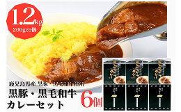 【ふるさと納税】黒豚カレー200g×3個+黒毛和牛カレー200g×3個(水迫畜産/A-298)