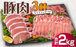 【ふるさと納税】豚肉 3種 バラエティ セット 合計2kg 国産 宮崎県産 ポーク ロース 切り落とし スライス おかず お弁当 おつまみ 食品 