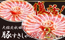 【ふるさと納税】大館北秋田産豚すきしゃぶ肉2kgセット（1kg×2パック） 75P2152