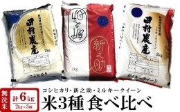 【ふるさと納税】【新米先行予約】新潟米 3種食べ比べ 無洗米 各2kg（計6kg）コシヒカリ・新之助・ミルキークイーン 田村農産のお米 令和