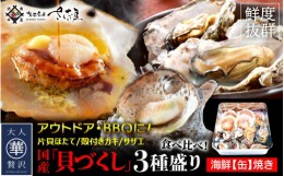 【ふるさと納税】缶焼き 海鮮ガンガン焼きセット 国産貝3種盛(サザエ、カキ、ほたて)【バーベキュー BBQ アウトドア ホームパーティ 海鮮