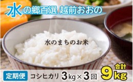 【ふるさと納税】【令和5年産】【3ヶ月定期便】こしひかり 3kg×3回 計9kg【白米】「エコファーマー米」水のまちのお米