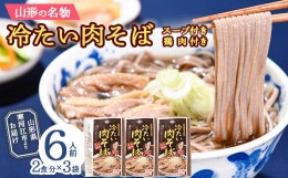 【ふるさと納税】山形名物 「冷たい肉そば（スープ・鶏肉付）」 計6人前セット（2人前×3袋） 大沼製麺所　012-F-ON004