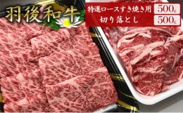 【ふるさと納税】羽後和牛特選ロースすき焼き用500g+羽後和牛切り落とし500g 計1kg