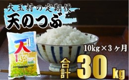 【ふるさと納税】【 令和5年産】【 西村農園 の お米 】 天のつぶ 30ｋｇ （ 毎月 10ｋｇ × 3回 ）【09525】 福島県 大玉村 てんのつぶ 