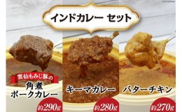 【ふるさと納税】インドカレー セット ・ 雲仙もみじ豚 角煮 ポーク ＆ キーマ ＆ バターチキン 3点セット / プラサード / 長崎県 南島原