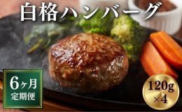 【ふるさと納税】【定期便／6ヶ月】《格之進》白格ハンバーグ120g×4個 プレミアム お弁当 個包装 お惣菜 小分け 子供 簡単調理 肉 岩手 