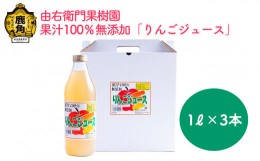 【ふるさと納税】りんごジュース 果汁100％ 無添加 1L×3本【由右衛門果樹園】　リンゴ ジュース 林檎 ストレート 無添加 完熟 ギフト 贈