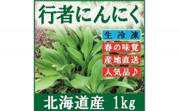 【ふるさと納税】【北海道岩見沢市産】令和6年産 行者にんにく葉(冷凍) 1kg【09118】