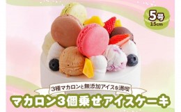 【ふるさと納税】無添加アイスクリームケーキ マカロン3個乗せ (苺、ピスタチオ、ショコラ)｜3種のマカロンが乗った贅沢な無添加アイスク