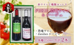 【ふるさと納税】FUKUI 恐竜ワイン&ルージュ 750ml×2本 計1500ml　[B-021003]