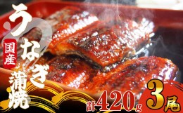 【ふるさと納税】《 国産 》 ふっくら 肉厚 うなぎ蒲焼 3尾 420g SF064-1