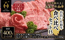 【ふるさと納税】おおいた和牛 食べ比べセットB( 上カルビ & 上ロース )(合計400g)2〜3人前【1292973】